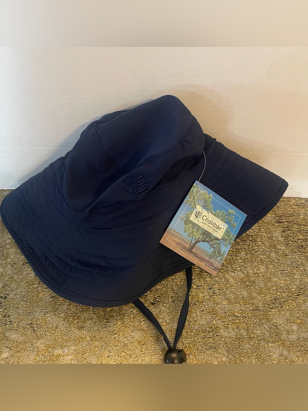 NWT Coolibar Dark Navy Wide-Brim Sun Hat with Chin Cord - Picture 4 of 7